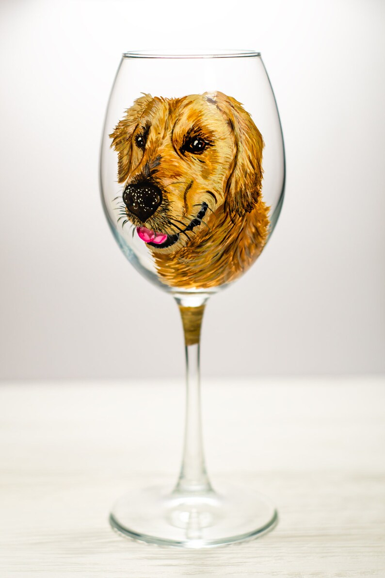 Custom Pet Portrait Wine Glass Labrador Lover Gift Etsy