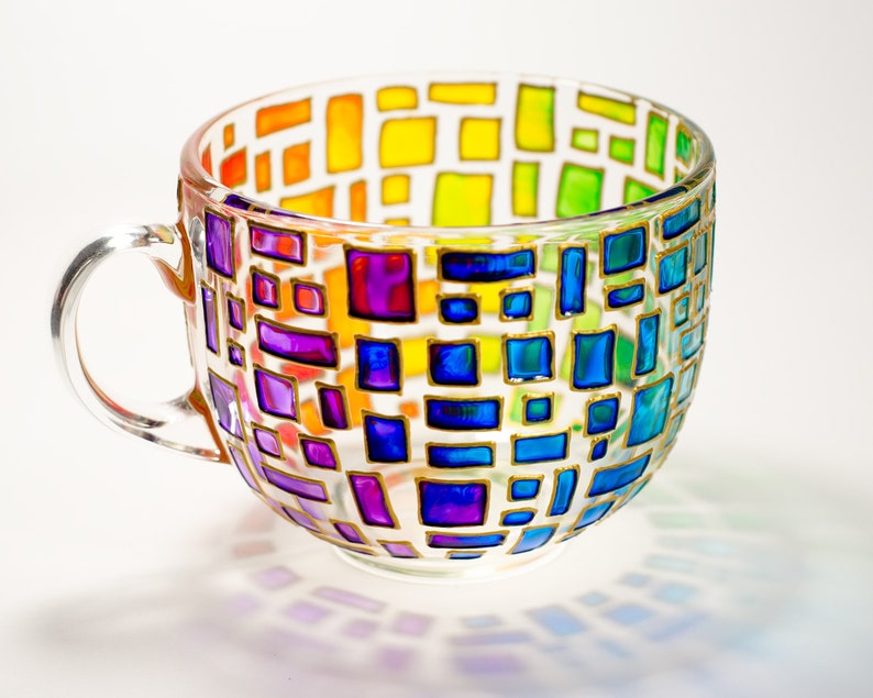 Handmade Mug, Rainbow Coffee Mug, Colorful Personalized Mothers Day Gift image 1
