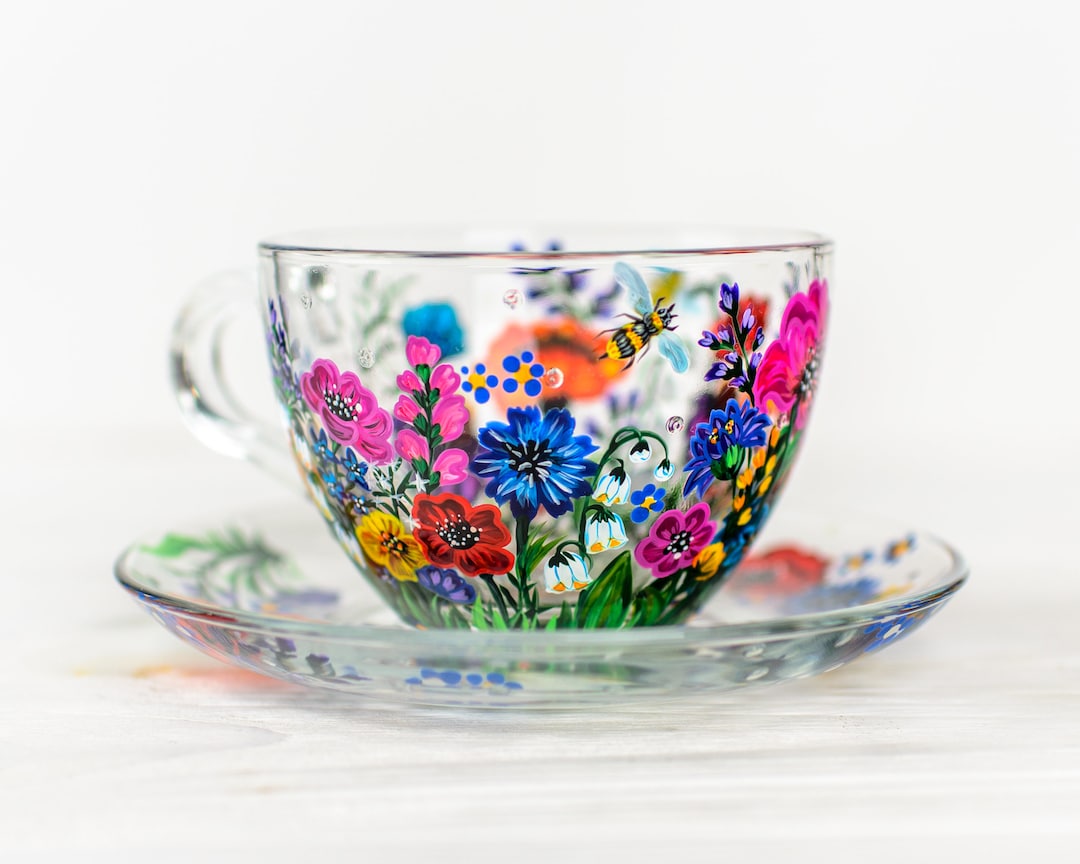 Personalized Gift for Mom, Tea Cup and Saucer Set, Wildflowers Teacup ...