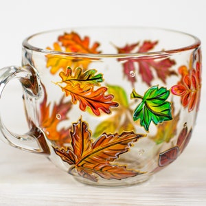 Mug feuilles d&#39;automne peintes à la main : tasse à café d&#39;automne personnalisée