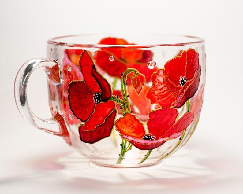 Personalized Mug Gift for Mom, Red Wildflowers Coffee Mug, Mothers Day gift for Grandma image 5