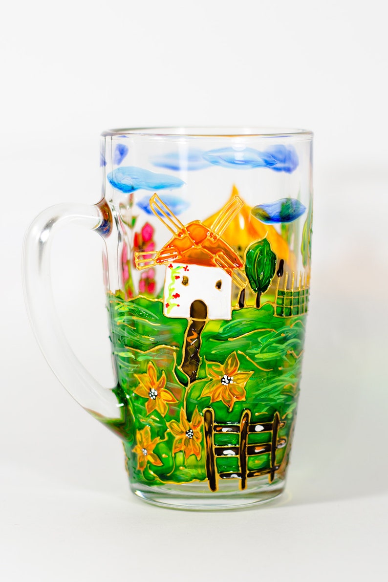 Ukrainian style mug Ukraine art Folk big mug Landscape design Etsy