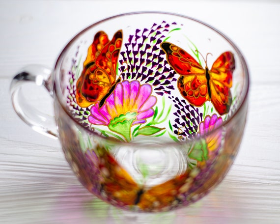 Butterfly Flower Glass Coffee Mug Best Gifts for Women Unique Beautiful  Gifts Cool Birthday Ideal Present for Wife Girlfriend Daughter