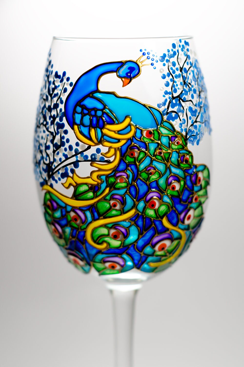 Peacock Wine Glasses Wedding Anniversary Gift Party Glasses Etsy