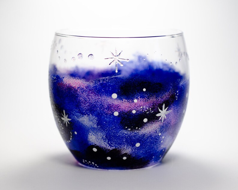 Stemless Galaxy Wine Glass Constellation Gifts Celestial Hand Etsy