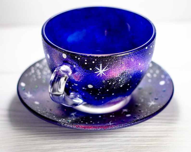 Galaxy Tea Cup and Saucer Set, Astrology Celestial Gift Starry Night Cup image 7