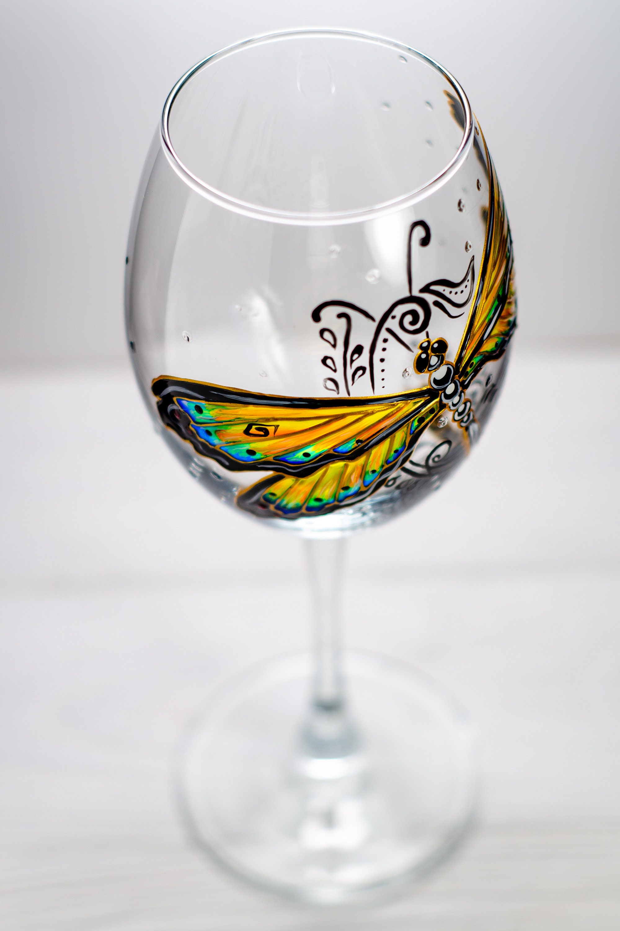 Wine Glass Personalized Dragonfly Wine Glasses Personalised Etsy