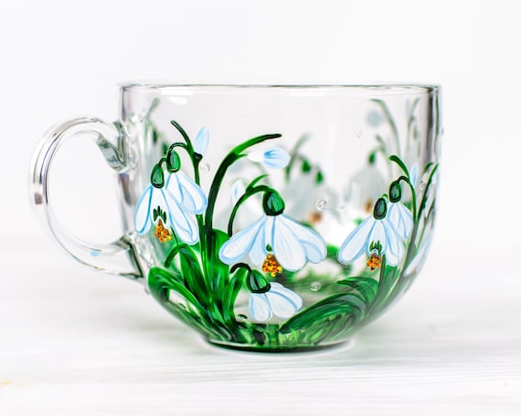 January Birth Flower Mug, Personalized Snowdrop Mug, January Birthday Gift