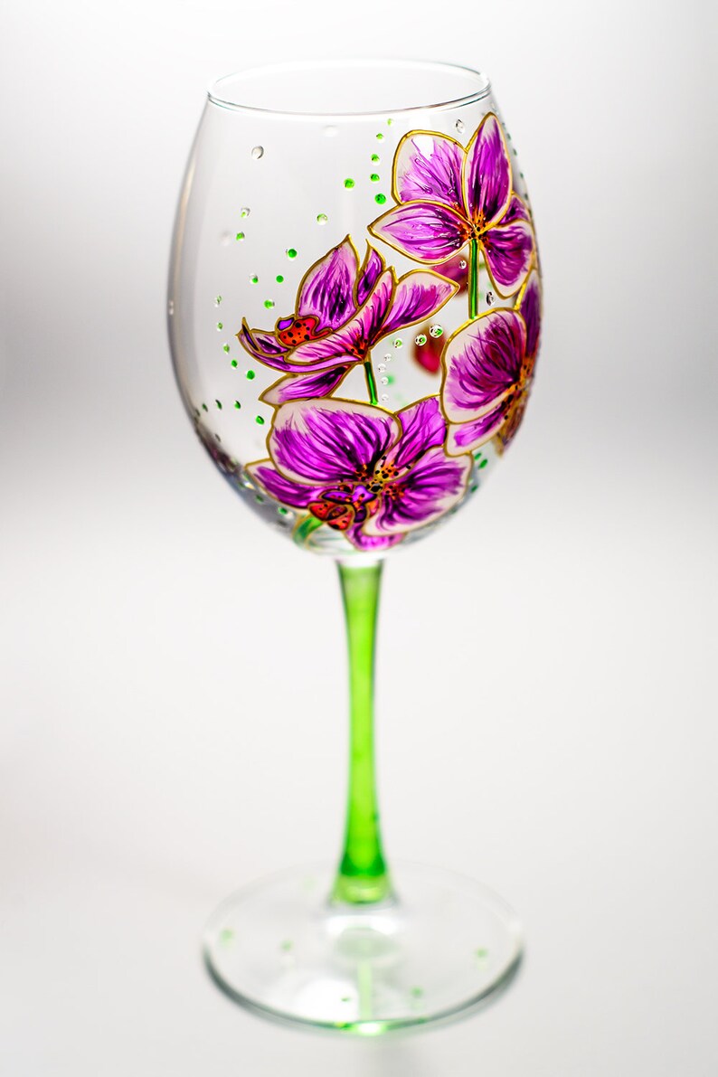 Flowers Wine Glass Orchid Wedding Glasses Gardening Gift Etsy