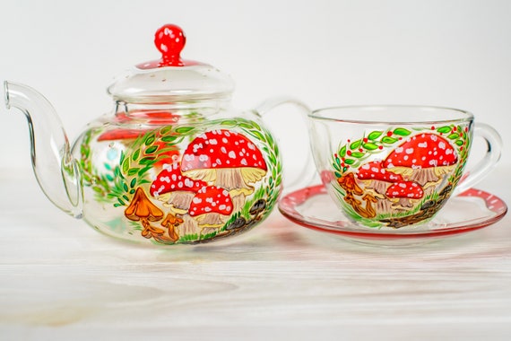 Personalized Teapot Mushroom Tea Pot for Grandma, Mothers Day Gift