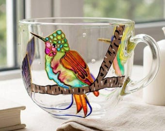 Hummingbird Mug, Personalized Memorial Cup, In Loving Memory Gift