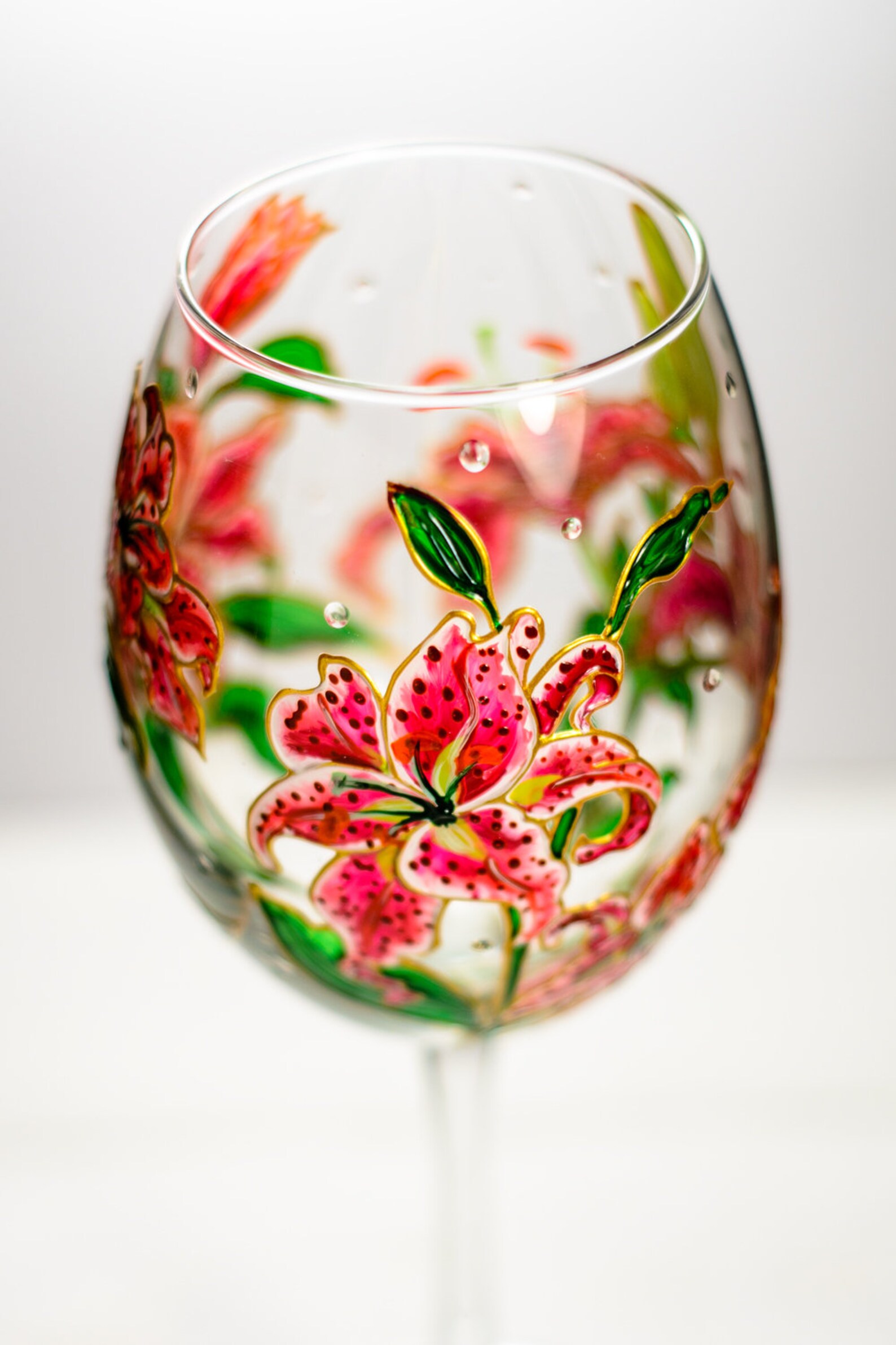 Flower Wine Glass Personalized Women Gift Floral Stargazer Etsy