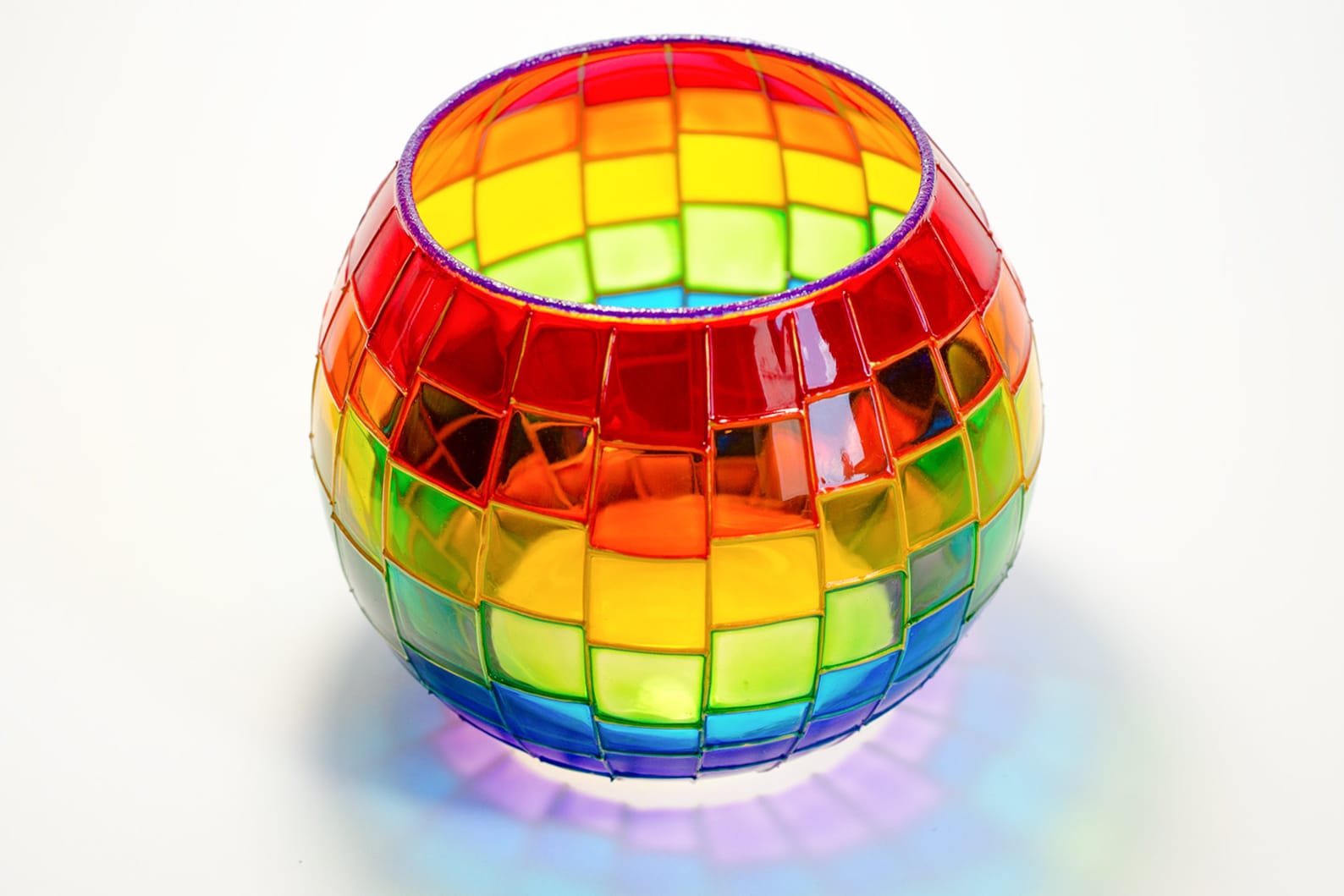 Glass Candle Holders Hand painted Rainbow Glass Vase Votive Etsy