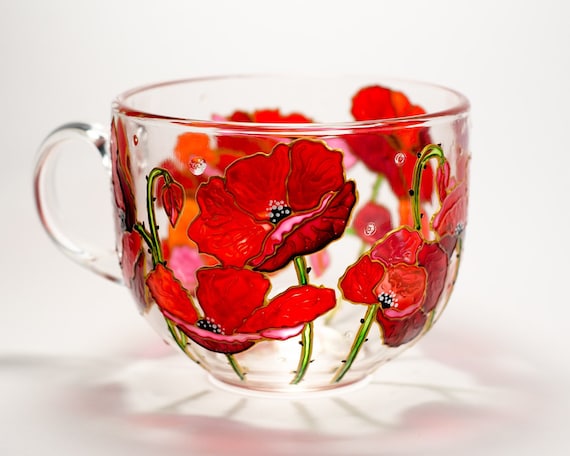 Red Poppies Coffee Mug: Personalized August Birth Flower Gift