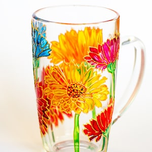 Personalized Mom Mug, Gerbera Flowers Coffee Mug, Floral Tea Cup