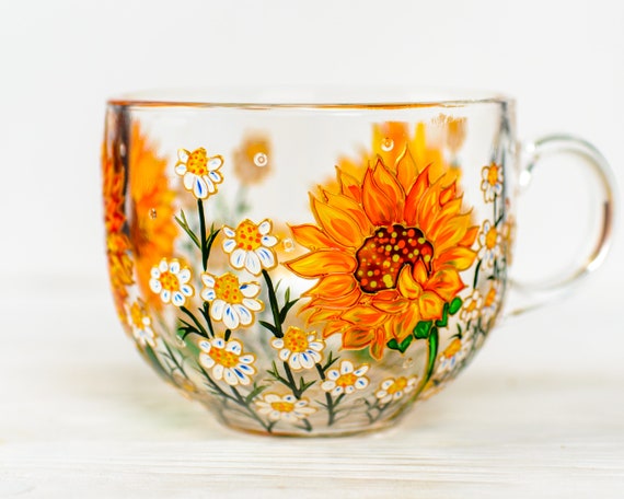 Sunflower Mug, Personalized Sunflower Gift, Summer Birthday Cup