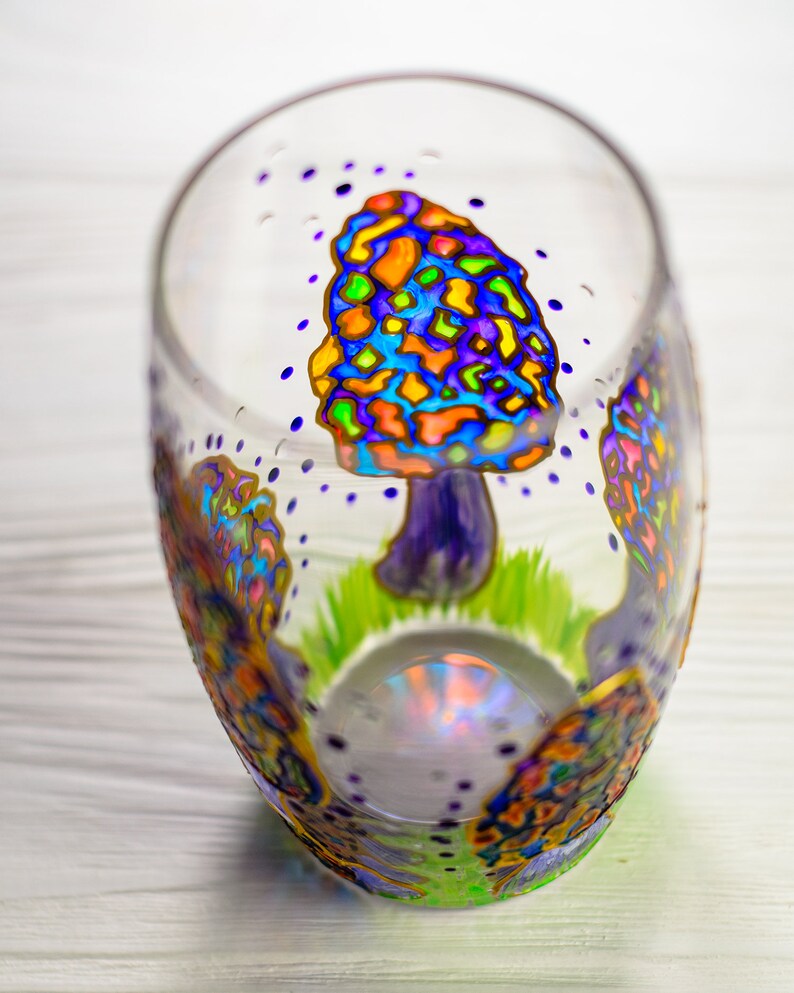 Morel Mushroom Wine Glass Personalized Nature Lover Gift Etsy