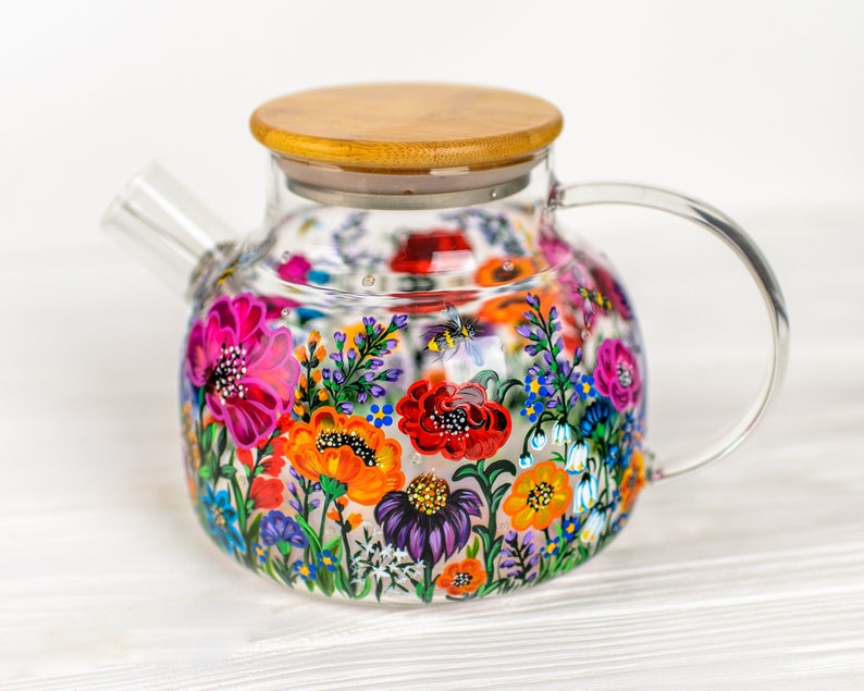 wildflowers glass teapot mothers day gift