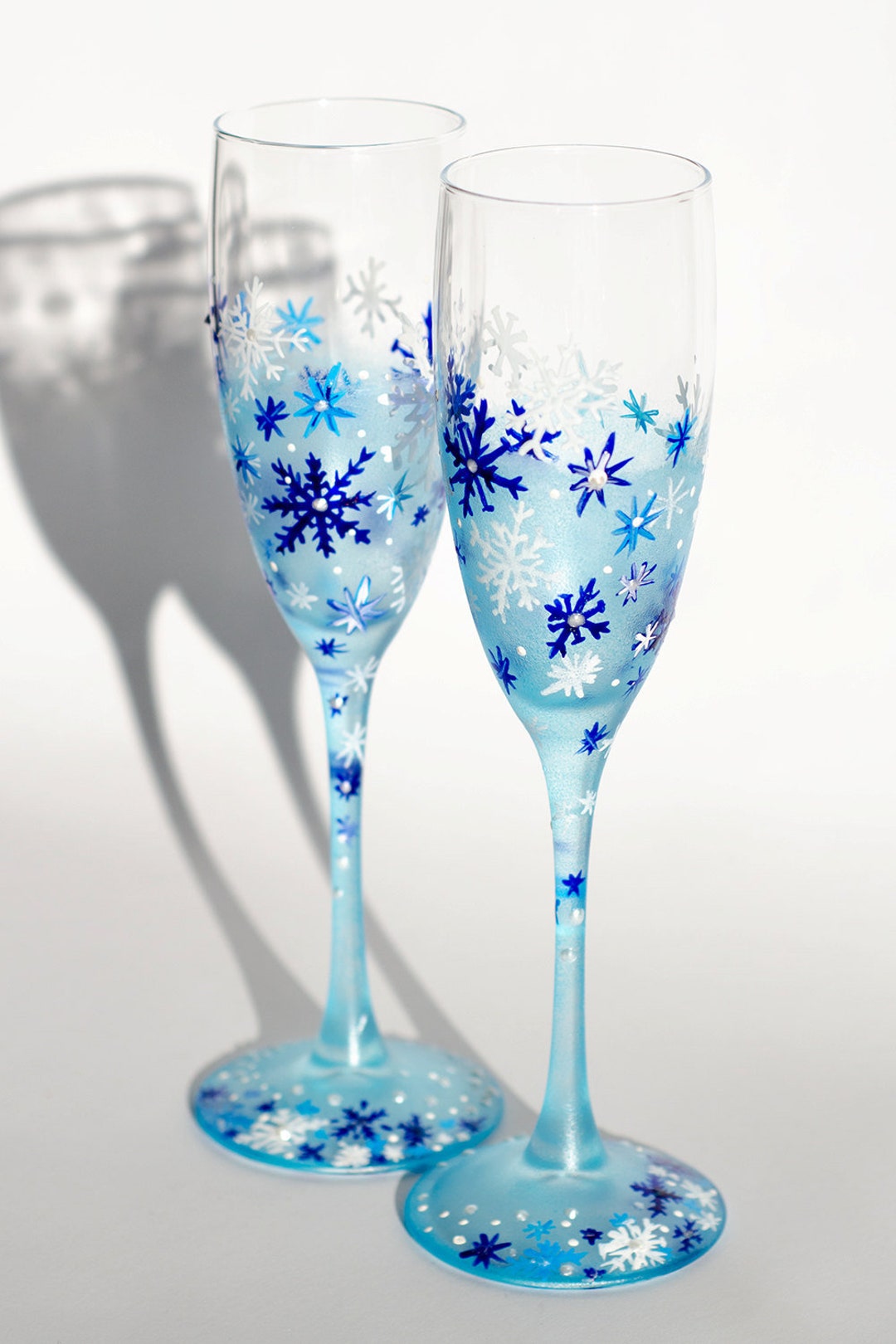 Snowflakes Champagne Glasses, Personalized Snow Champagne Flutes Etsy