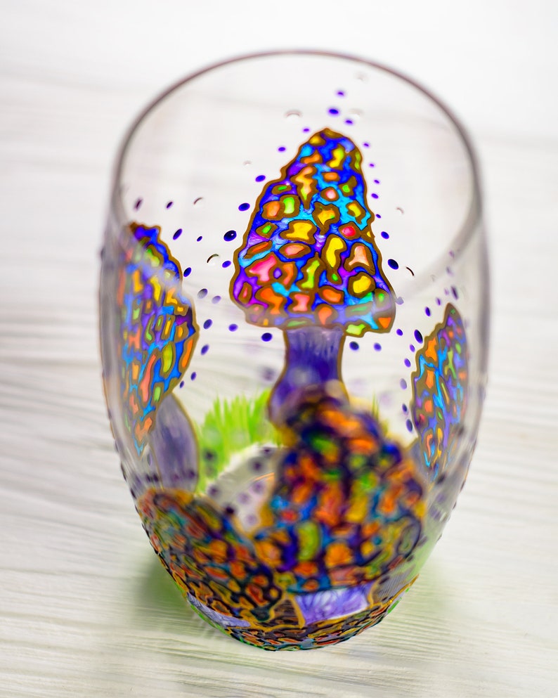 Morel Mushroom Wine Glass Personalized Nature Lover Gift Etsy