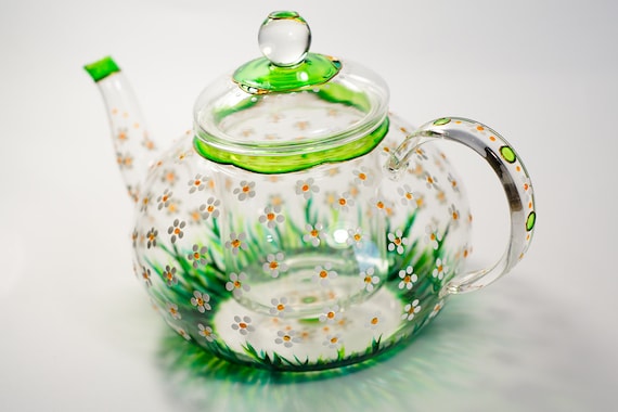 Teiera in vetro con infusore Bollitore per il tè Teiera floreale Teiera con  margherite per donna Regalo hostess -  Italia