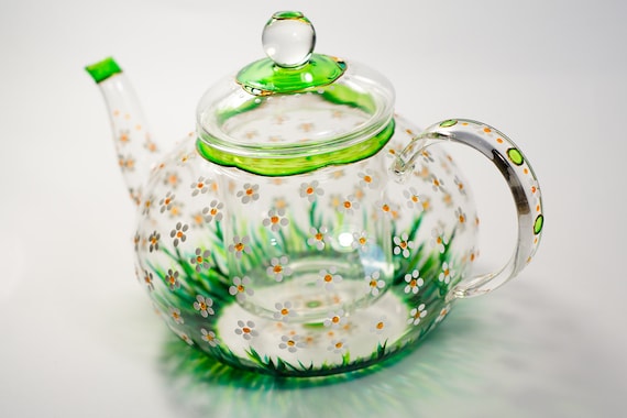 Théière en verre avec infuseur Bouilloire Théière florale Théière