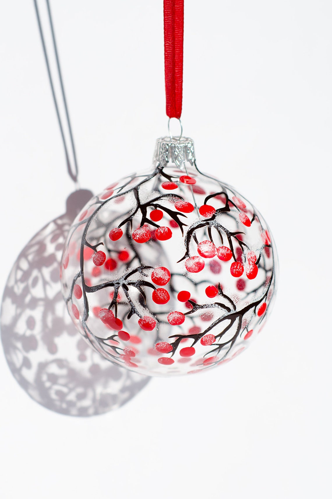 Christmas Ornaments Hand Painted Glass Ornament Tree Brunches Etsy