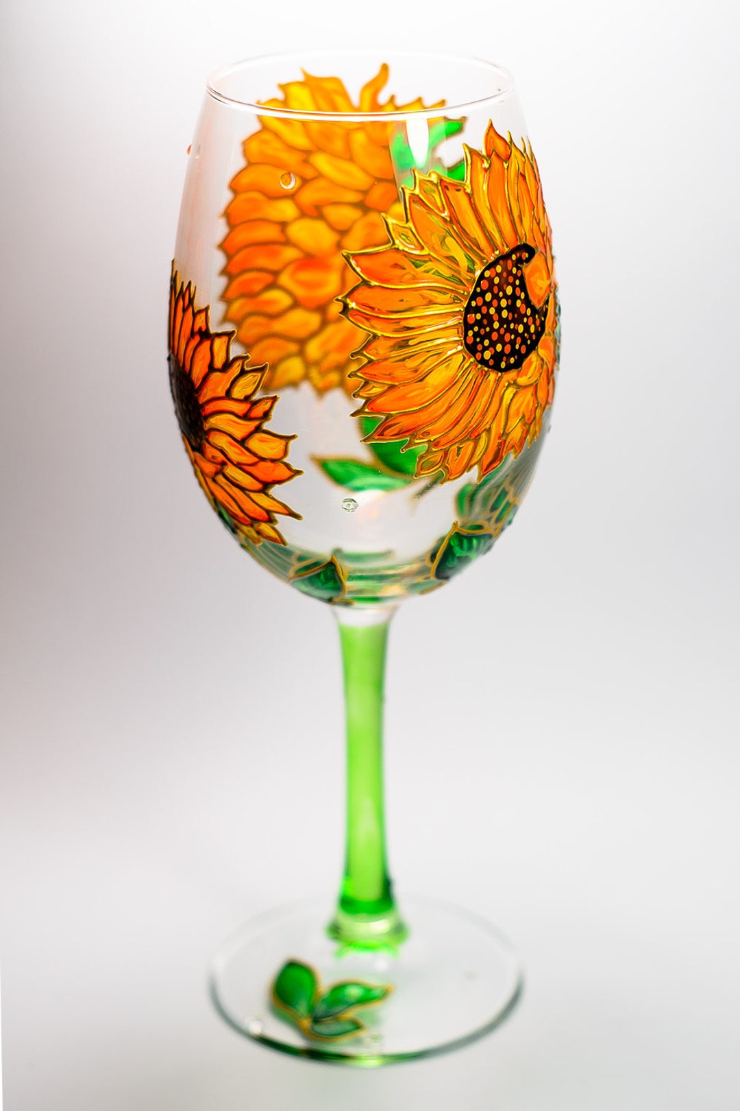 Personalized Wine Glass, Yellow Sunflowers Wine Glasses, Bridesmaid
