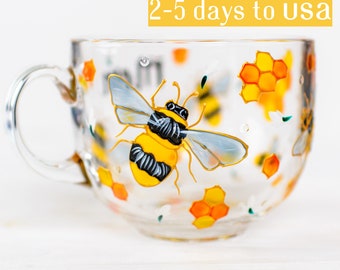 Bee Coffee Mug, Mothers Day Gift for Mom, Grandma Gift  2-5 DAYS TO USA