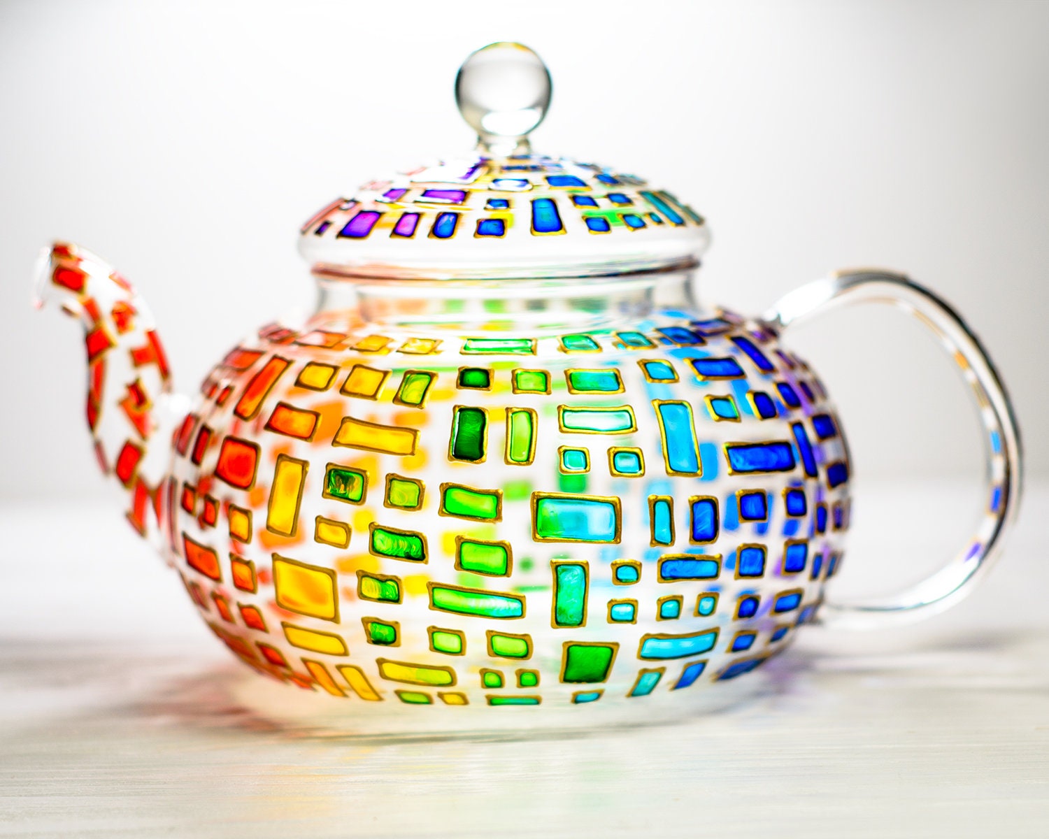 Teapot with Cups and Saucers Colorful Tea Set Personalized Etsy