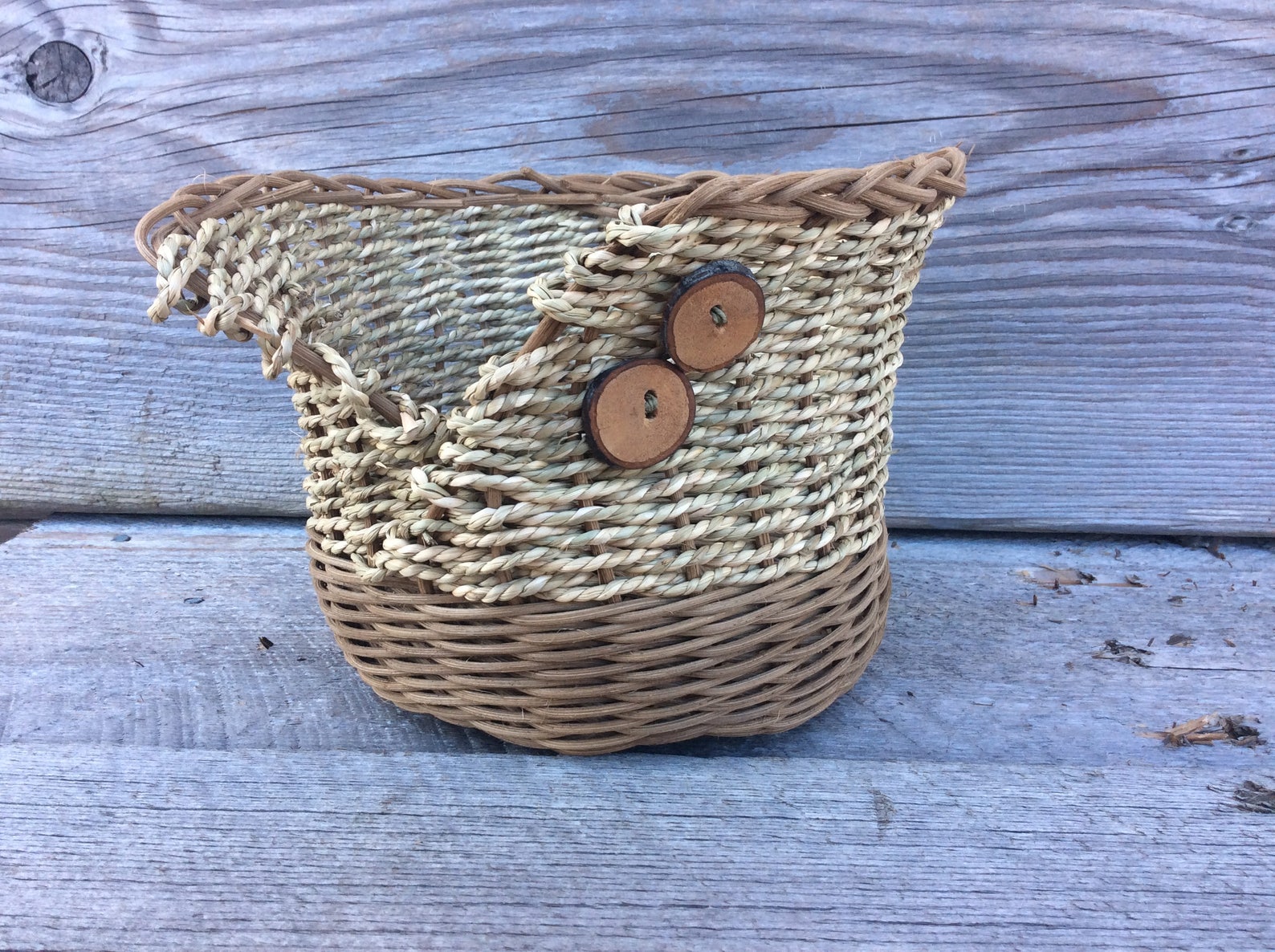 Knitting basket Seagrass buttonup basket wicker basket Etsy