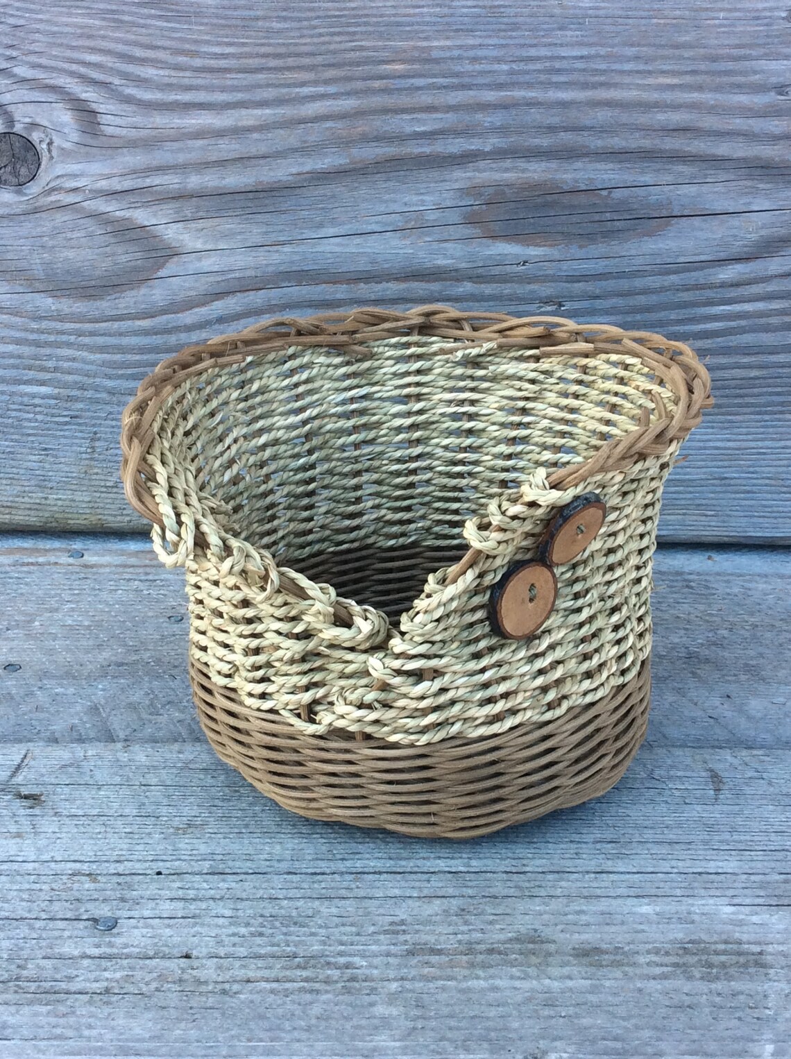 Knitting basket Seagrass buttonup basket wicker basket Etsy