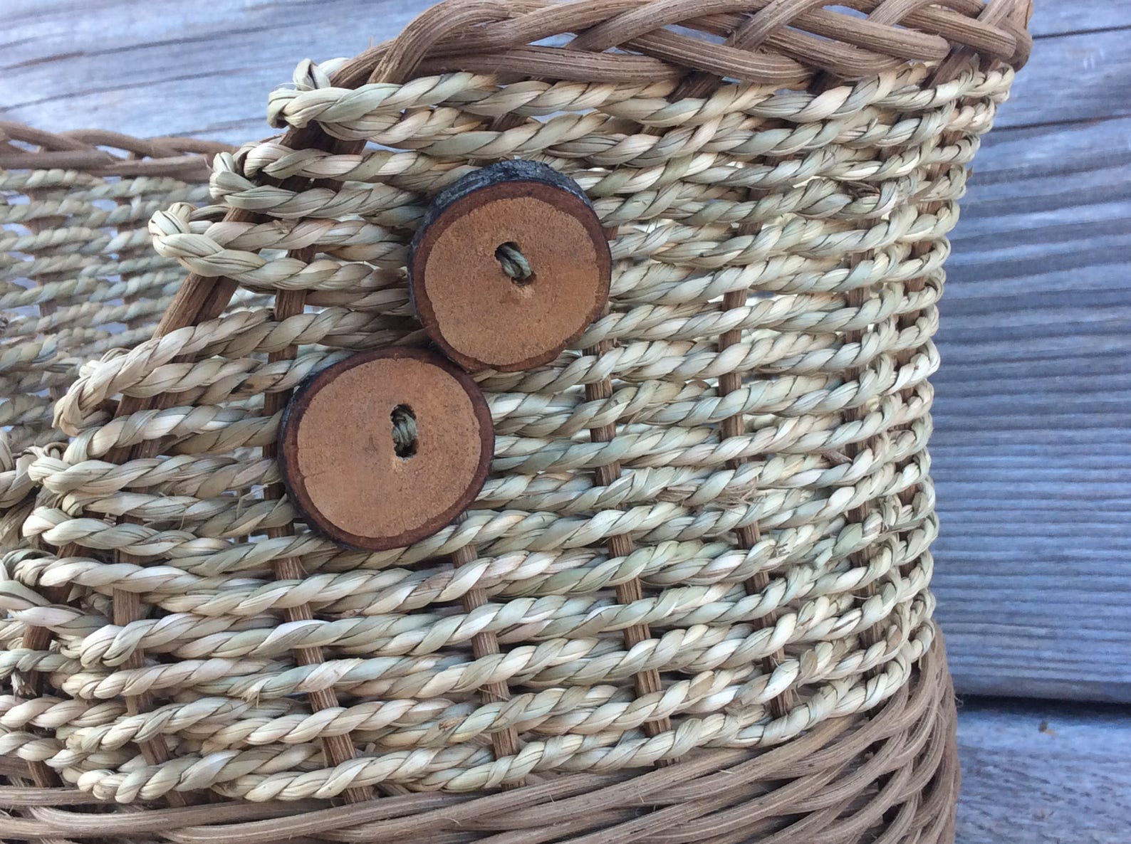 Knitting basket Seagrass buttonup basket wicker basket Etsy