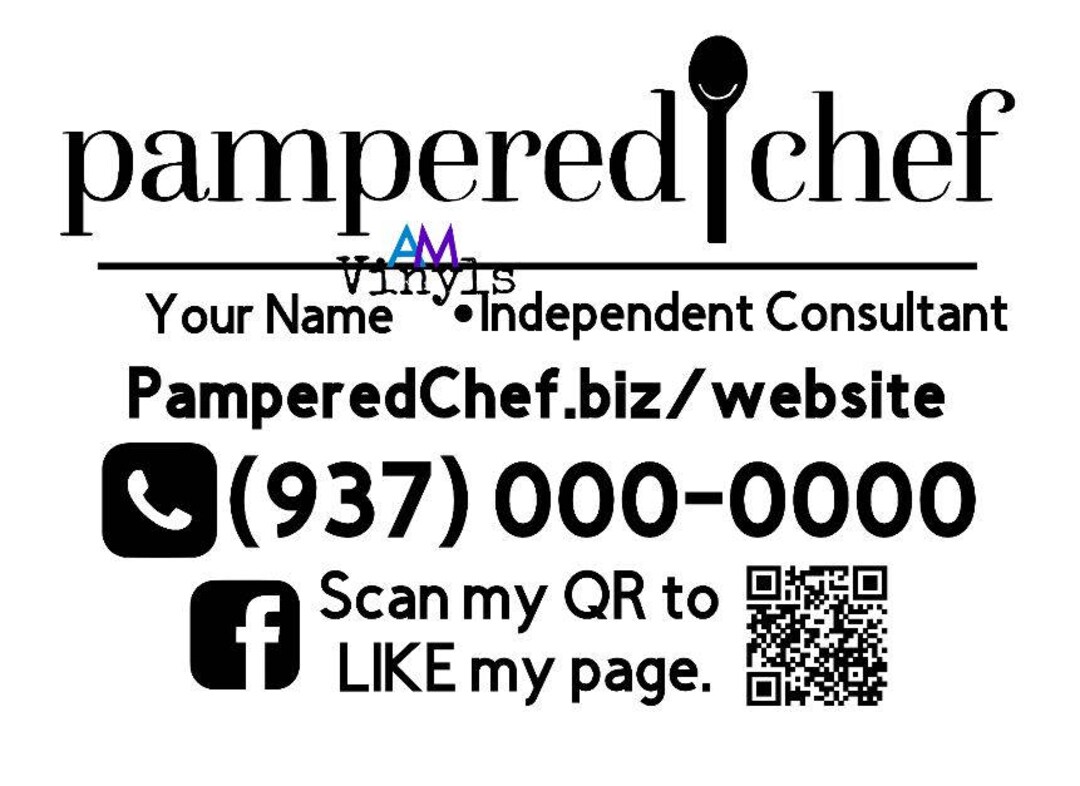 Pampered Chef Car Decal, Large Sticker, QR Code, Window Sticker