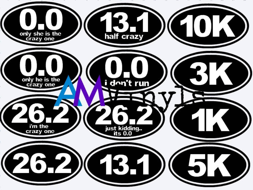 Running Stickers Running Decal 26.2, 13.1, 0.0, 5k, 10k, 1k 3k - Funny ...
