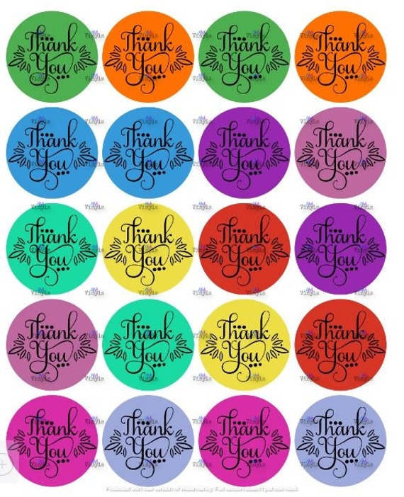 Bright Colored 1 5 Inch Thank You Stickers Add Your Name Etsy