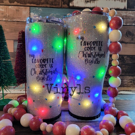 Salelight up Christmas Tumbler Glitter With Lights My Favorite Color is  Christmas Lights 30oz, 20oz Cup LED Sparkle. Holiday 