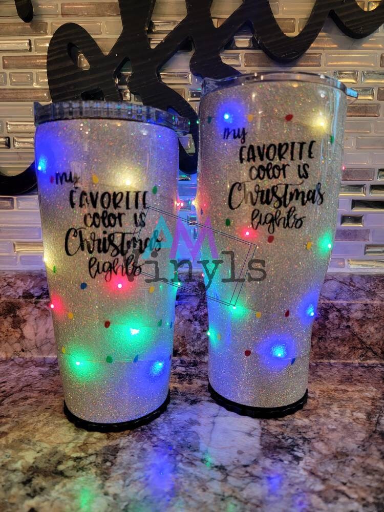 Salelight up Christmas Tumbler Glitter With Lights My Favorite Color is  Christmas Lights 30oz, 20oz Cup LED Sparkle. Holiday 