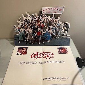 Original Vintage 1977 Grease Movie Film Supplement to Variety Ad Pop Up Paper image 1