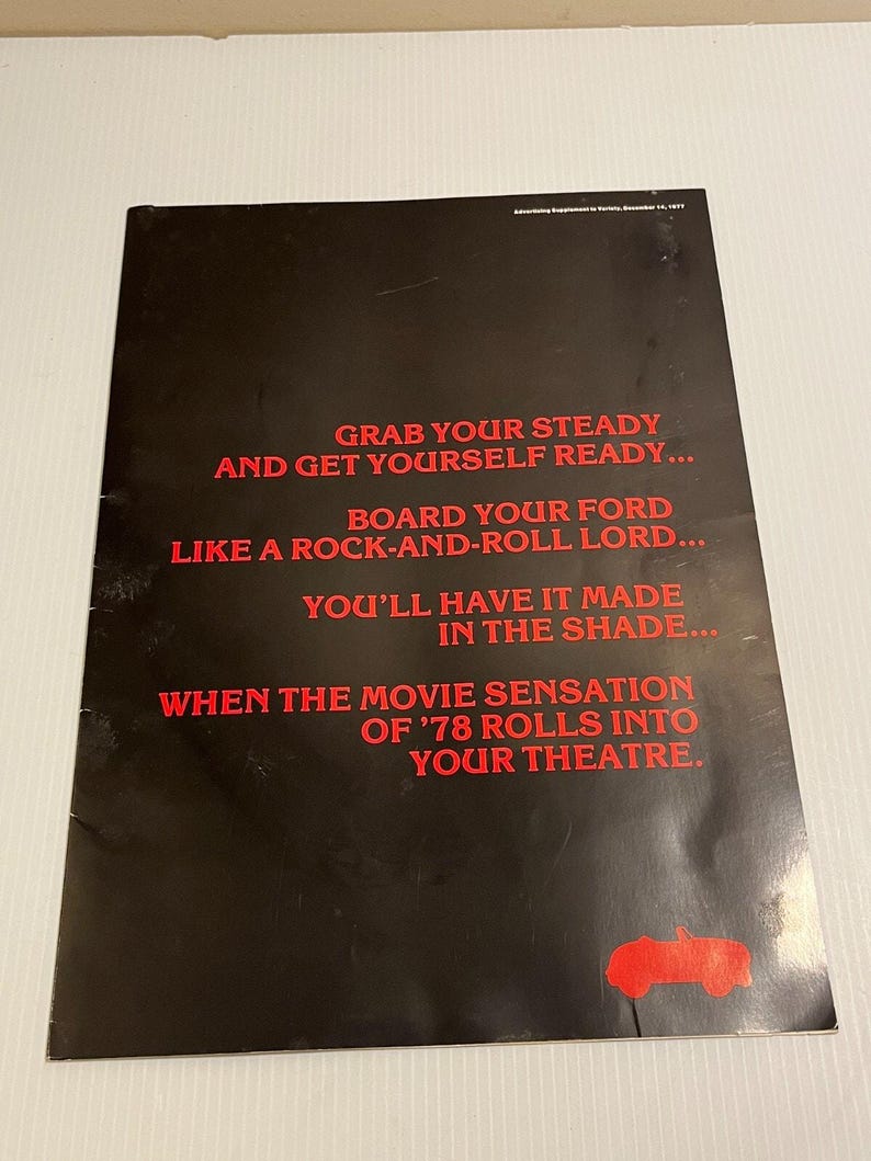 Original Vintage 1977 Grease Movie Film Supplement to Variety Ad Pop Up Paper image 2