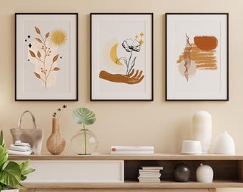 Abstract Shapes Print Set | Earth Tones Watercolor (Digital Download)