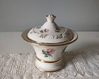 Roses Floral Candy Dish Lidded Ceramic Storage Container