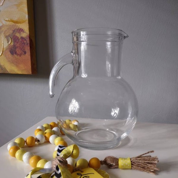 Glass pitcher made in Italy contemporary retro design