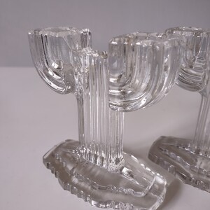 Glass Candlestick Holders Art Deco Set of Two image 7