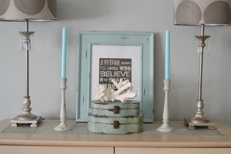 CANDLESTICKS Upcycled Shabby Light Grey Distressed Etsy