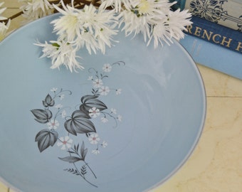 Mid Century Taylor Smith 1960s Vegetable Serving Bowl Blue Grey and White