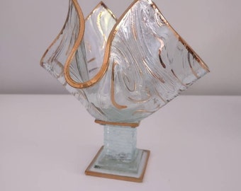 Gold Gilded Glass Candholder or Pedestal Vase