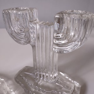 Glass Candlestick Holders Art Deco Set of Two image 8