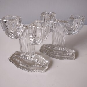 Glass Candlestick Holders Art Deco Set of Two image 6