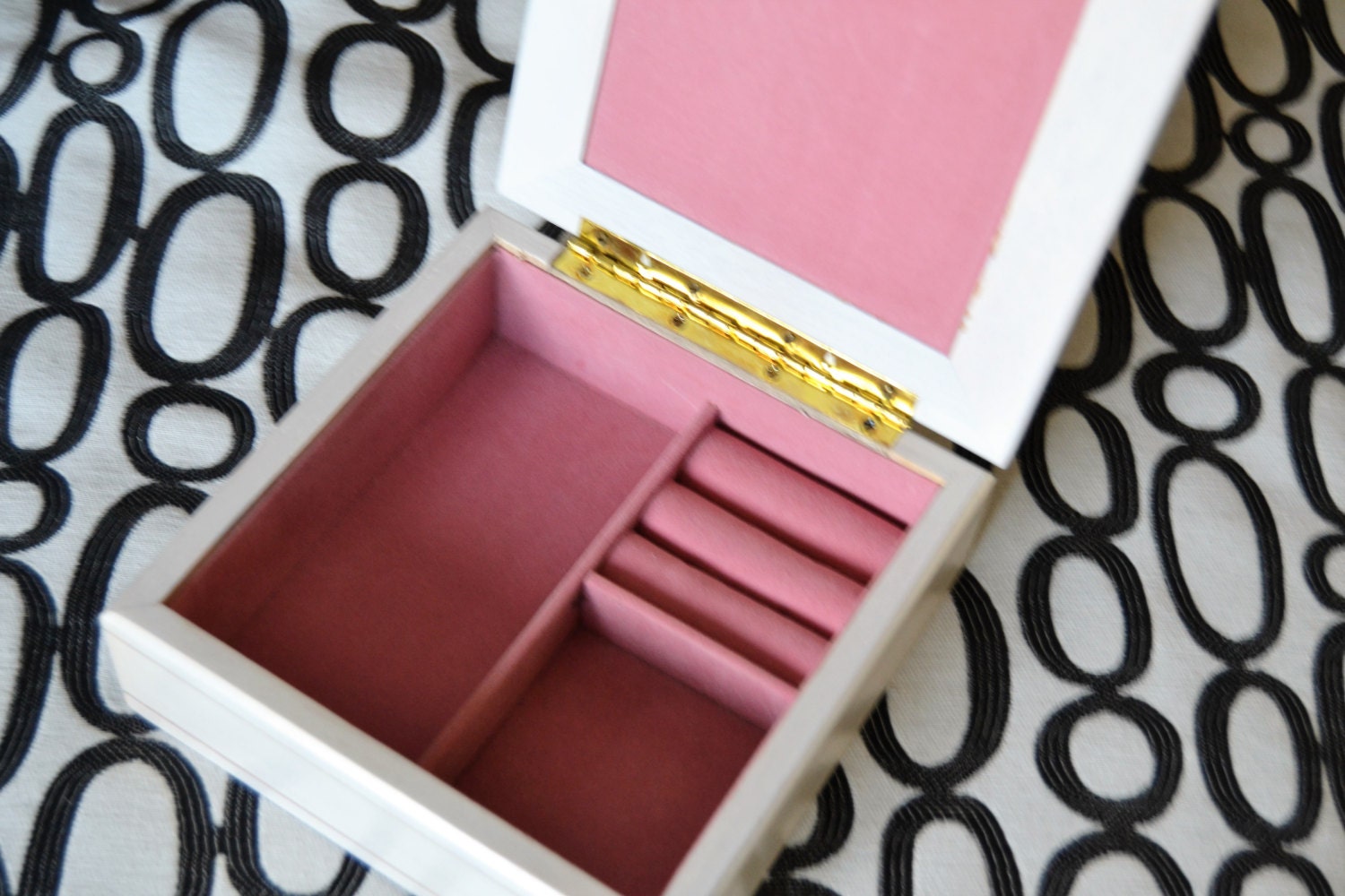 WHITE WOOD JEWELRY Box Black and White Decoupage Jewelry Storage Etsy